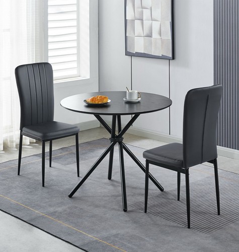 Dining set small black round - small,