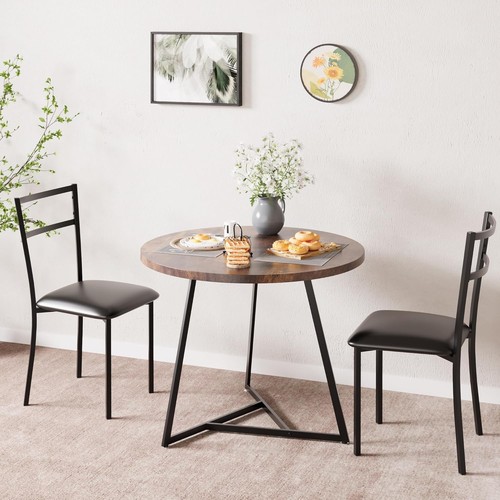 Round dining table and chairs - table,